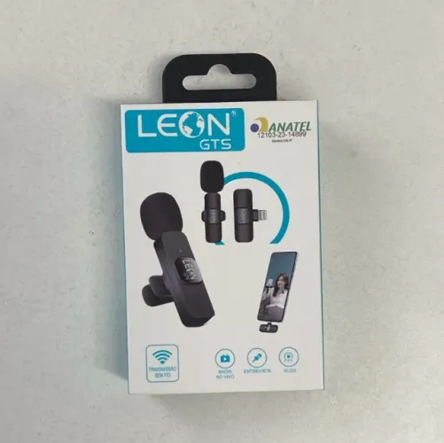 Microfone de Lapela Sem Fio Leon GTS para iPhone e Android - Faço entrega
