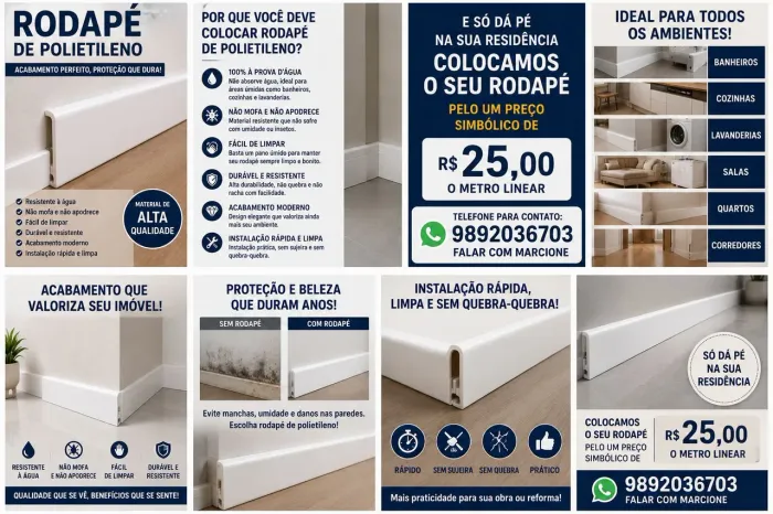 Rodapé de Polietileno - Instalação Profissional em São Luís