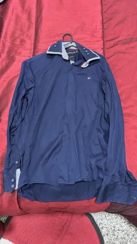 Camisa Social England original azul-marinho manga longa - PP