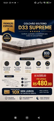 Promoção colchão d33 solteiro