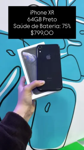 iPhone XR / Semi novo / 64GB Preto / Saúde de Bateria: 75% / Loja física $799,00