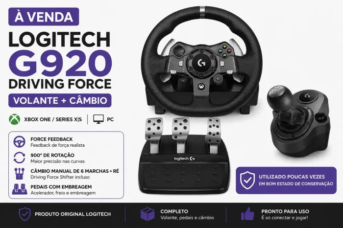     Logitech G920 Original + Câmbio 6 Marchas | Xbox e PC