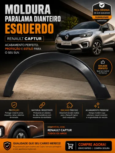 MOLDURA PARALAMA DIANTEIRO ESQUERDO - RENAULT CAPTUR