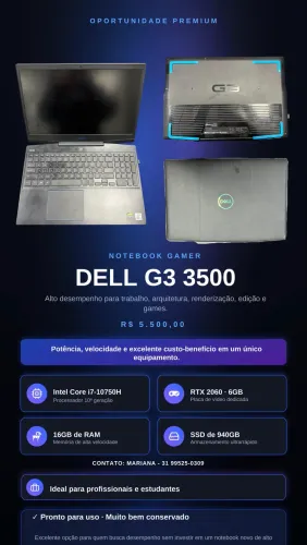 VENDO NOTEBOOK DELL GAMER G3 3500
