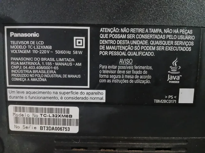 Tv Panasonic 32" display com problema