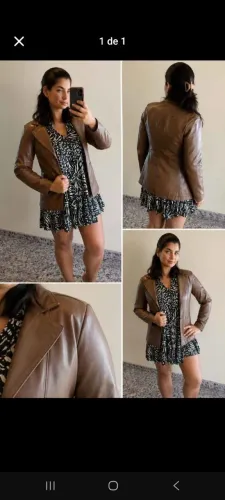 Blazer couro legítimo tamanho M caramelo