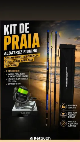 Kit de vara de pesca com molinete com linha 