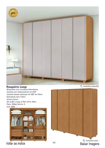 Roupeiro Loop 100% MDF 2.70m<br>