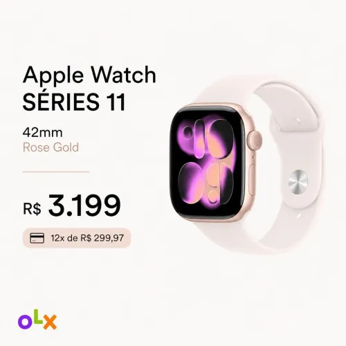 Apple Watch séries 11 42mm rose gold - 1 ano de garantia