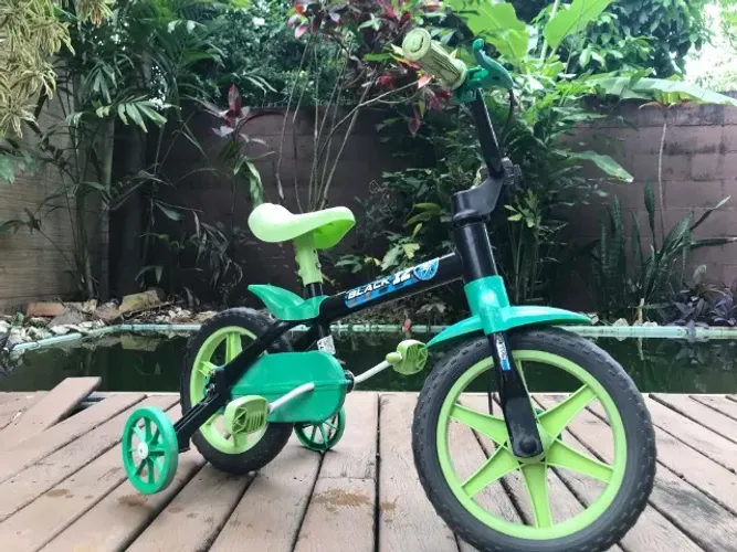 Bicicleta Infantil Nathor Black Aro 12 Com Rodinhas Completa