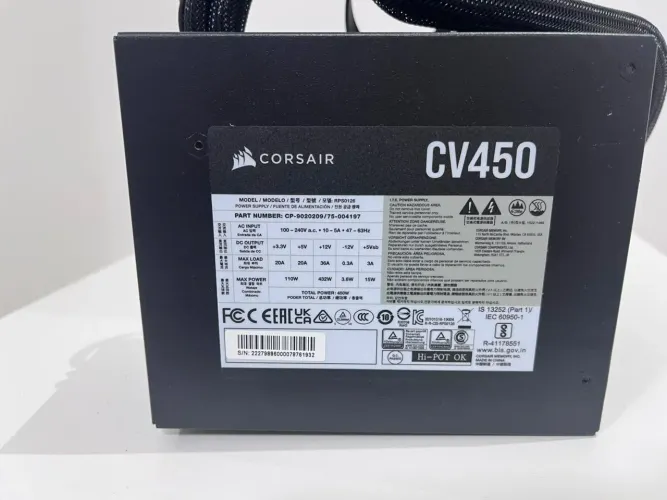 Fonte Corsair CV450 450W 80 Plus Bronze - Impecável / Muito Nova