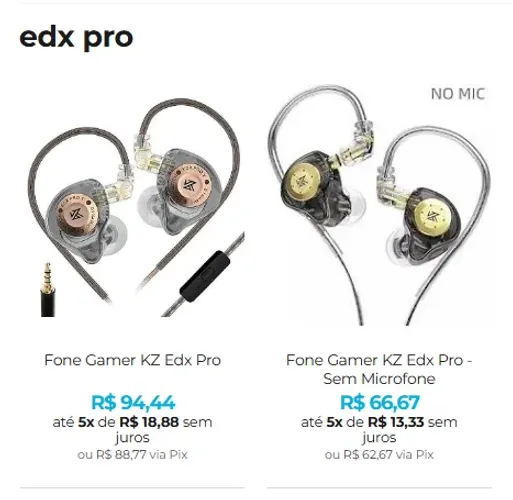 Fone de Ouvido KZ Edx Pro - À Pronta Entrega!