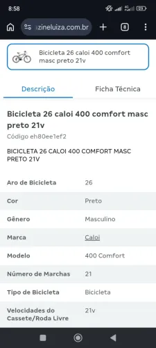 Bike Caloi confort 21V aro 26