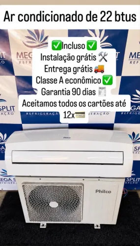 Ar condicionado de 22 btus / incluso instalação/ garantia/ entrega 