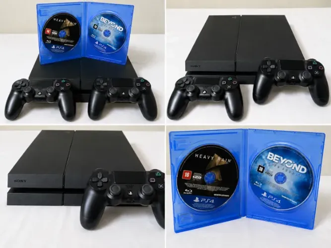 PS4 FAT COM DOIS CONTROLES E DOIS JOGOS 
