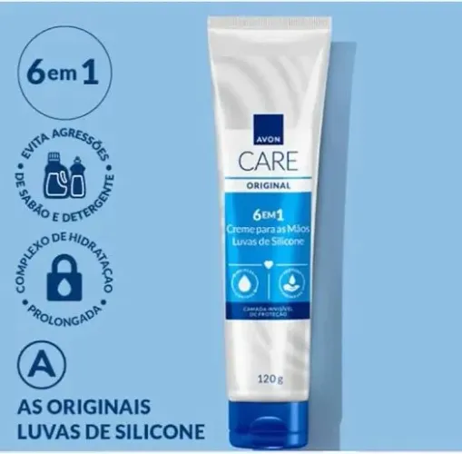 Kit 2 unidades de Creme para mãos luva de silicone 6 em 1 Avon 120gramas