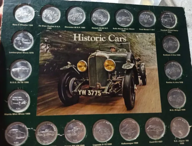 Coleção de Medalhas "Historic Cars" da Shell (lançada por volta de 1970).