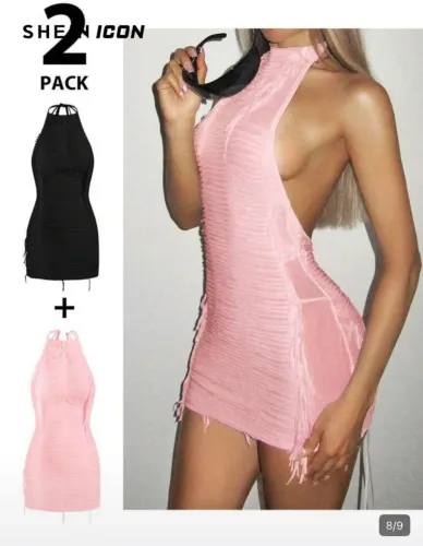 Dois vestidos um rosa e outro preto