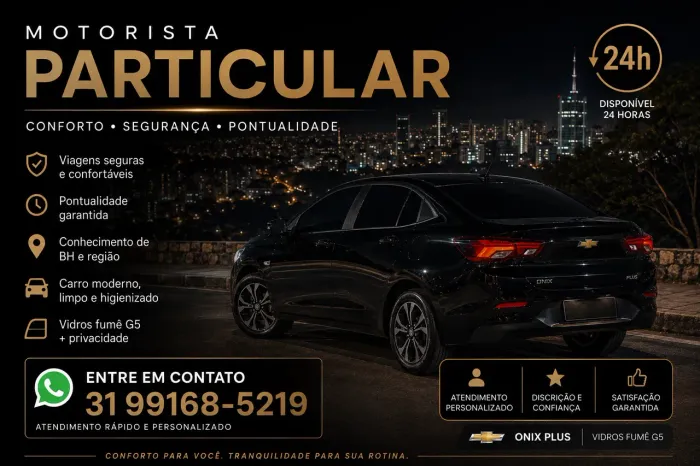 Motorista Particular | Aeroporto, Casamentos, Eventos e Viagens | Atendimento 24h