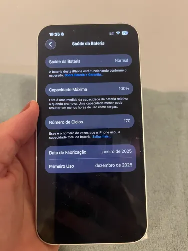 iPhone 16e bateria 100% 6 meses de uso