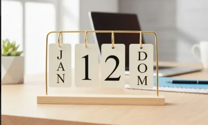 Calendário De Mesa Permanente Decorativo Dourado Plaquinhas