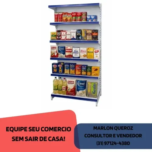 Gôndola de Parede Branca com Porta Etiqueta Polar