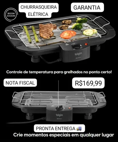 CHURRASQUEIRA ELÉTRICA NF GARANTIA NA CAIXA 