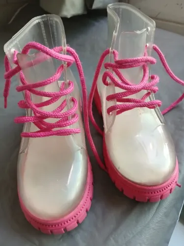 Bota infantil transparente com Rosa tam 29/30 