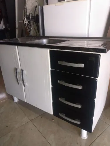 Gabinete de cozinha de aço e pia de inox 1.20