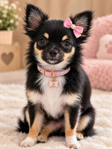 Linda fêmea de chihuahua pelos longos
