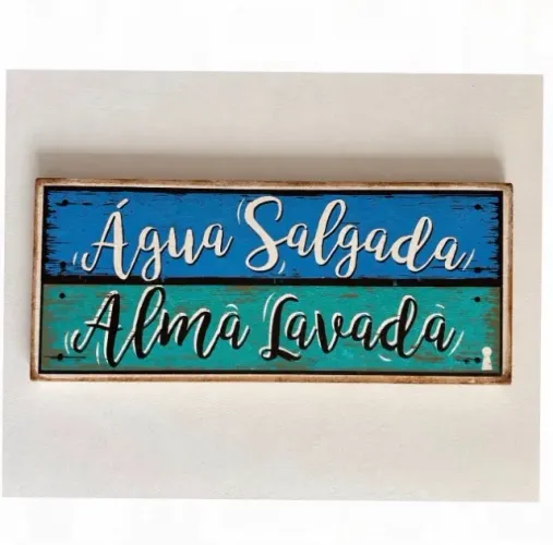 placa decorativa madeira água salgada alma lavada