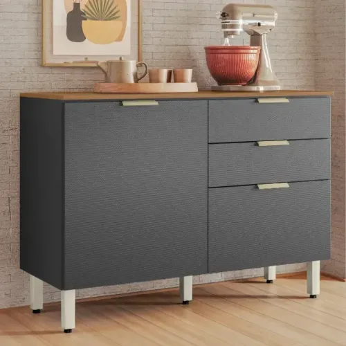 Balcão Alba Amêndola/Grafite (PRODUTO EM OFERTA)*