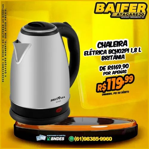 Chaleira Elétrica BCHO2PI 1,8 Litros Britânia