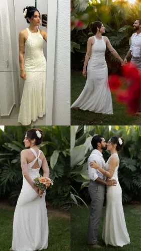 Vestido de festa off white para noivas, batizado, chá revelação ou outro 