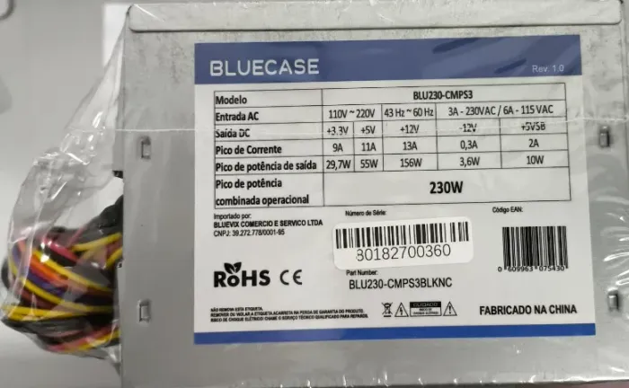 FONTE ATX 230W - SEM CABO E SEM CAIXA - BLUECASE