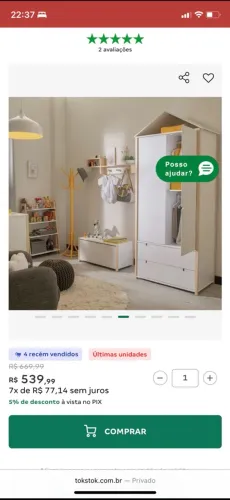 Armário Infantil Tok&Stok - Linha Pin Play (Estilo Casinha)