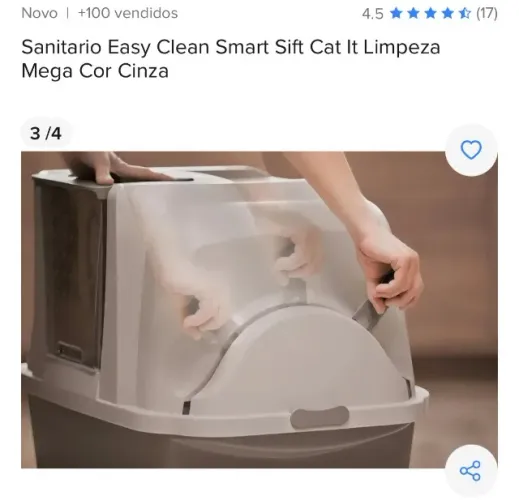 sanitario easy clean smart  sift cat it limpeza mega cor cinza. NOVA