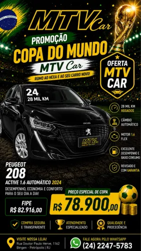 Peugeot 208 Active 1.6 Flex 16V 5P AUT 2024