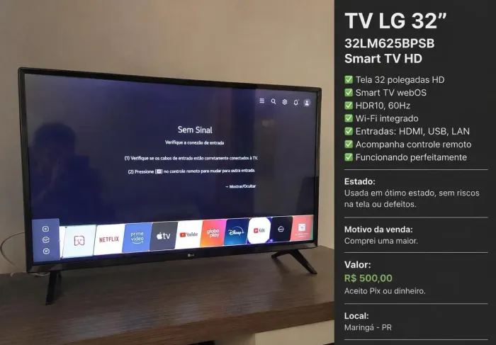 Vendo Tv LG 32" em ótimo estado