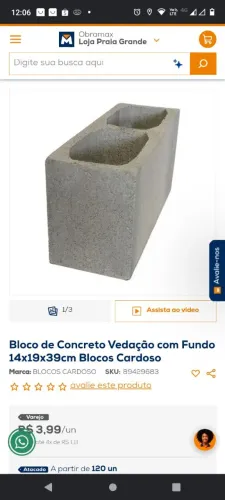 Vende se 200 blocos 14x19x39. 3 reais cada