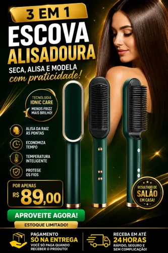 Escova Alisadora 3 em 1