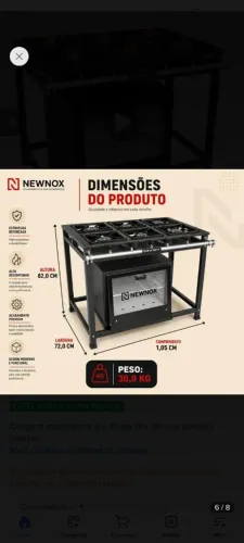 Fogão industrial 6 bocas gornk forno60 litros 30 x 30