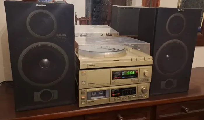 Conjunto Gradiente DS20, toca discos, receiver, tape deck e caixas , tudo funcionando