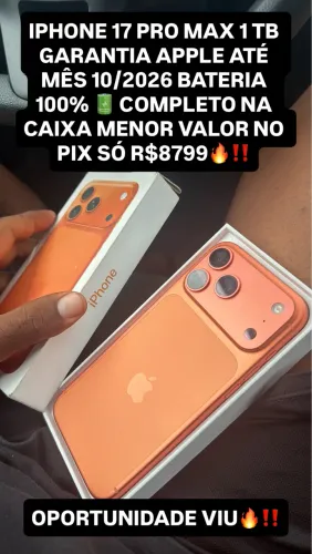 iPhone 17 pro max 1 tb seminovo completo na caixa