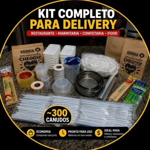 Kit Delivery Restaurante - Sacolas Kraft, Lacres, Toucas e Embalagens