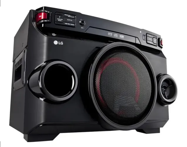Mini System LG Xboom OM4560 preto/vermelho com bluetooth 200W