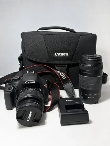 Camera Canon T5 + 2 lentes + bolsa + carregador