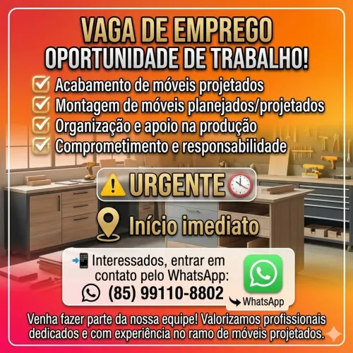 VAGA DE EMPREGO, RUMO MARCENARIA