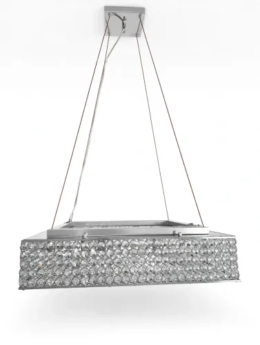 Lustre Pendente Retangular de Cristal Luxo - Sala de Jantar - Cromado