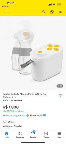 Comba de leite medela puma in style pro